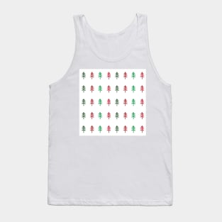 Hand drawn forest green and red trees Tank Top